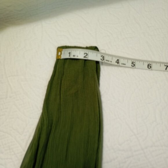 Just Found Maxi Dress XL Empire Court Olive Green V Neck With Smocked Waist - Picture 8 of 9
